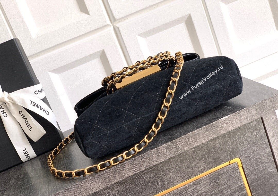 Chanel Quilted Suede Small Flap Handbag Black 2025 CH101001 (yezi-251010033)