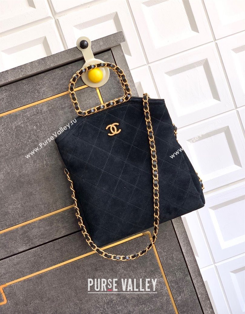 Chanel Quilted Suede Small Flap Handbag Black 2025 CH101001 (yezi-251010033)