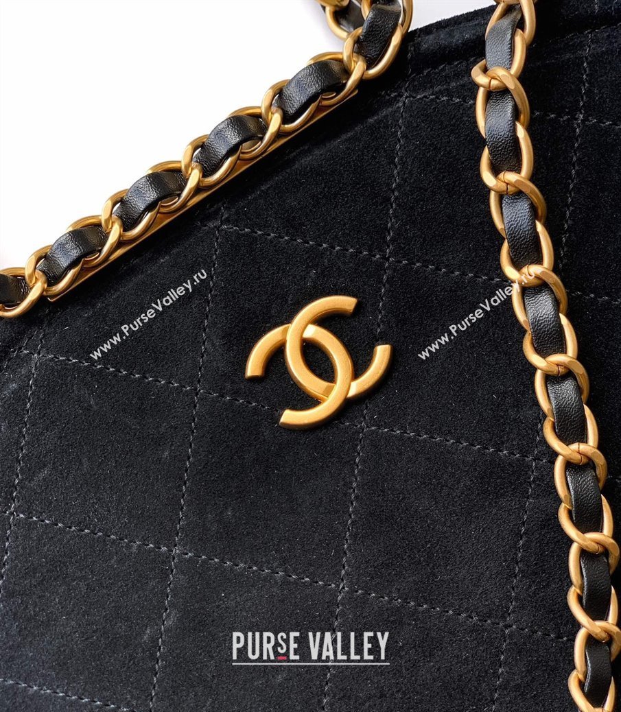Chanel Quilted Suede Small Flap Handbag Black 2025 CH101001 (yezi-251010033)
