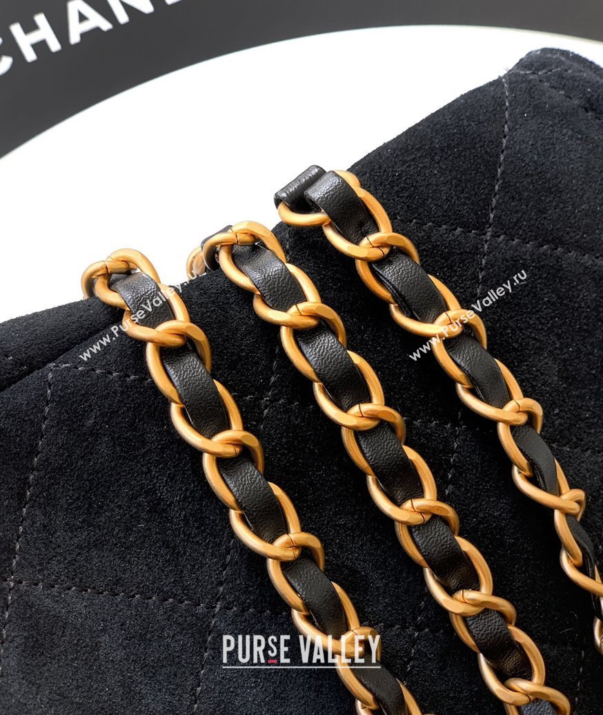 Chanel Quilted Suede Small Flap Handbag Black 2025 CH101001 (yezi-251010033)