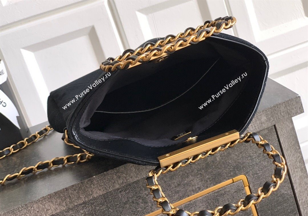 Chanel Quilted Suede Small Flap Handbag Black 2025 CH101001 (yezi-251010033)