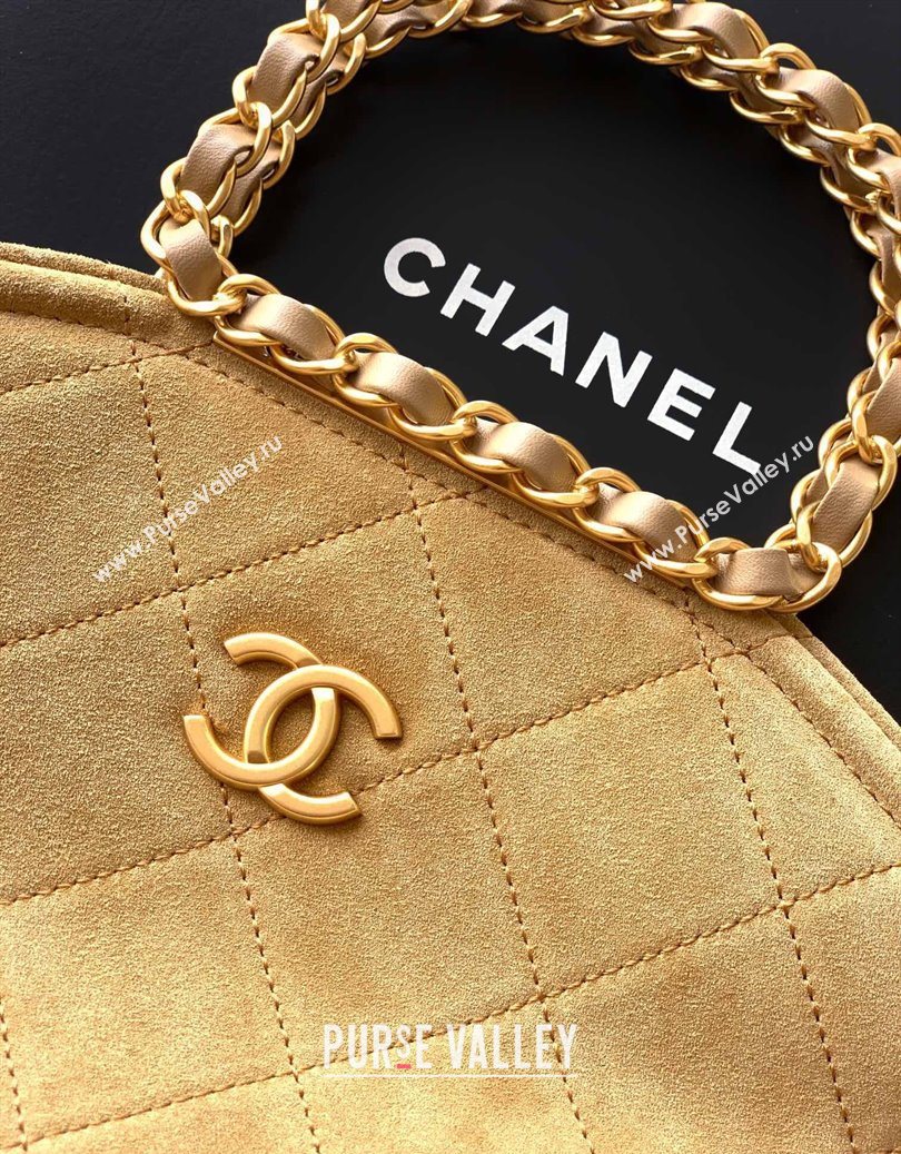 Chanel Quilted Suede Small Flap Handbag Khaki Yellow 2025 CH101001 (yezi-251010034)