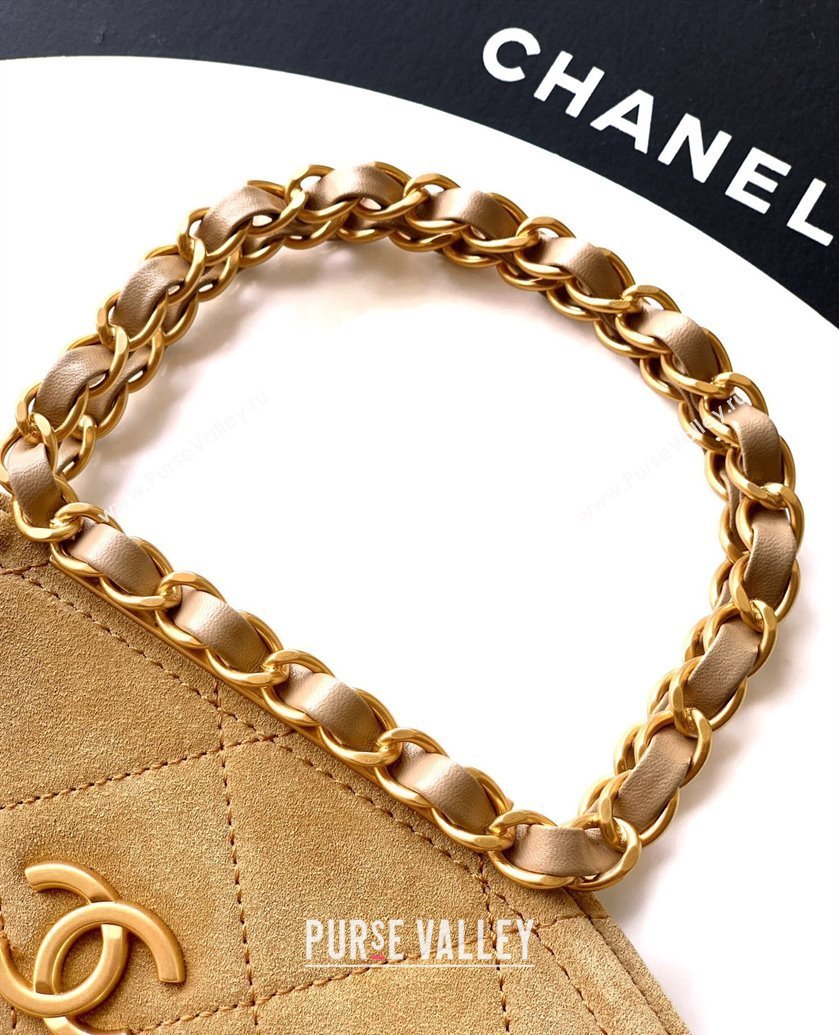 Chanel Quilted Suede Small Flap Handbag Khaki Yellow 2025 CH101001 (yezi-251010034)