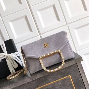 Chanel Quilted Suede Small Flap Handbag Grey 2025 CH101001 (yezi-251010035)