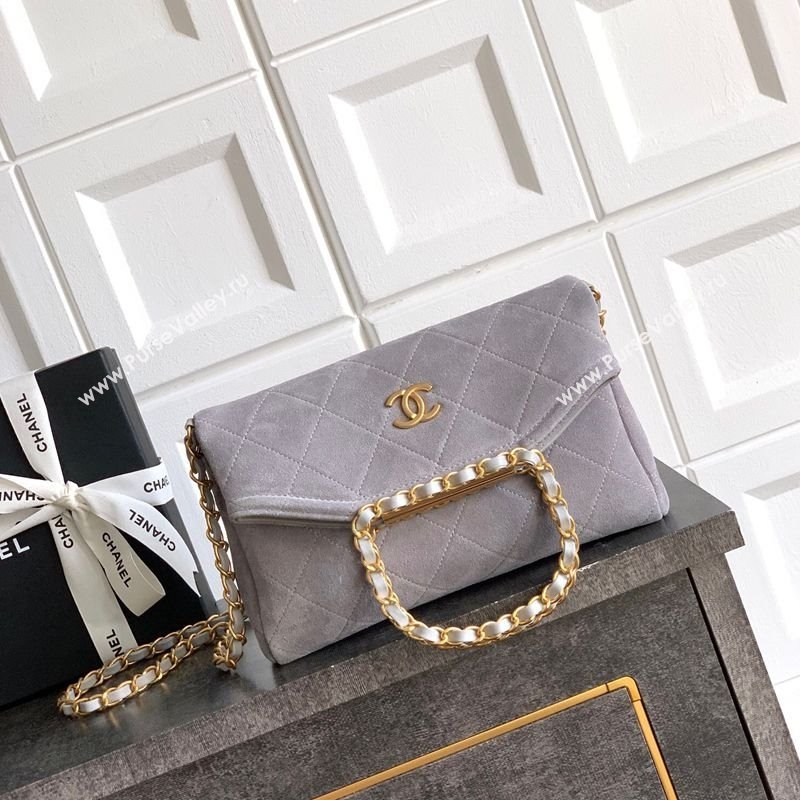 Chanel Quilted Suede Small Flap Handbag Grey 2025 CH101001 (yezi-251010035)