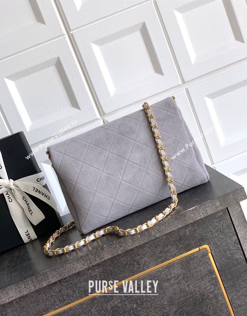 Chanel Quilted Suede Small Flap Handbag Grey 2025 CH101001 (yezi-251010035)