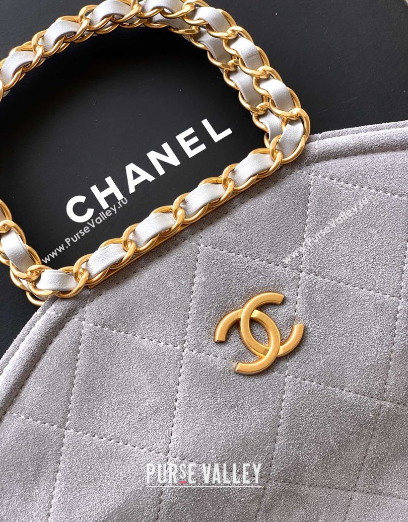 Chanel Quilted Suede Small Flap Handbag Grey 2025 CH101001 (yezi-251010035)