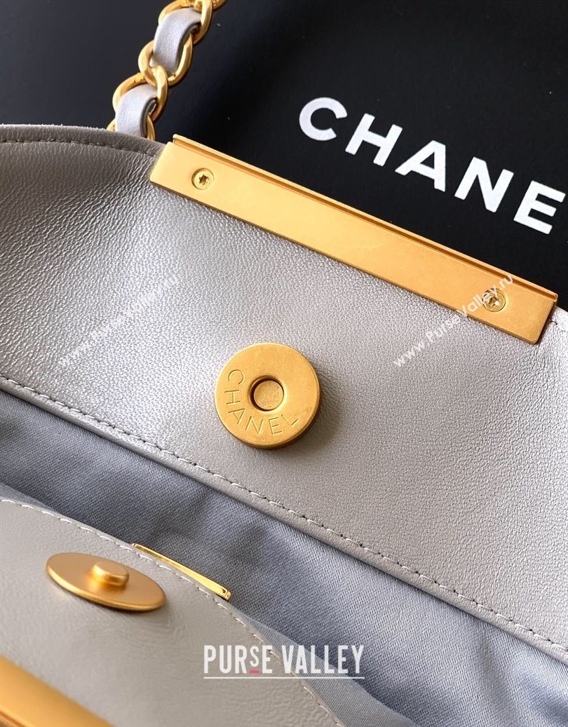 Chanel Quilted Suede Small Flap Handbag Grey 2025 CH101001 (yezi-251010035)