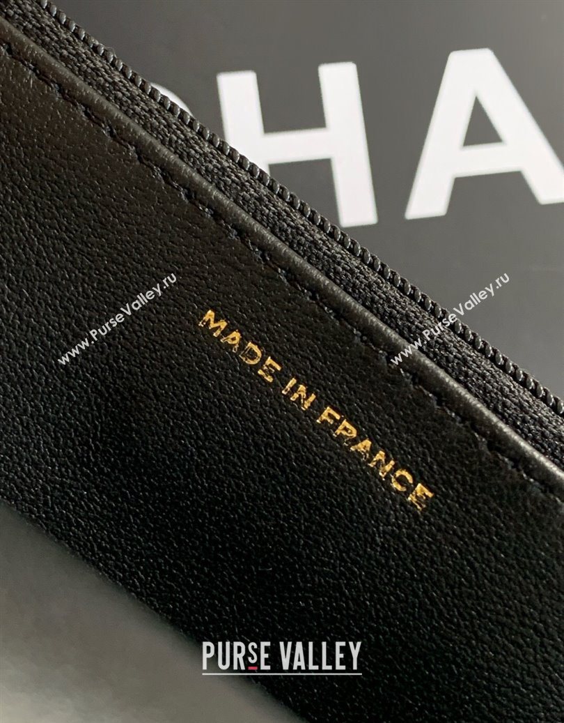 Chanel Shiny Lambskin Wallet with chain and Top Handle Black 2025 AP4674 (yezi-251009089)