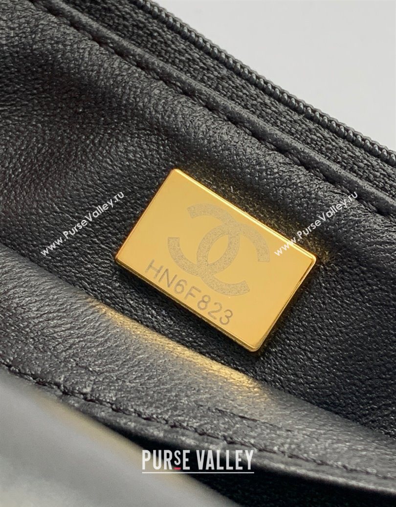 Chanel Shiny Lambskin Wallet with chain and Top Handle Black 2025 AP4674 (yezi-251009089)