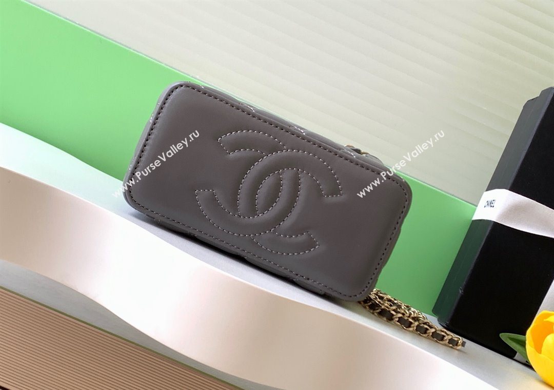 Chanel Lambskin Long Vanity with Chain and Top Handle Grey 2025 AP4842 (yezi-251010059)