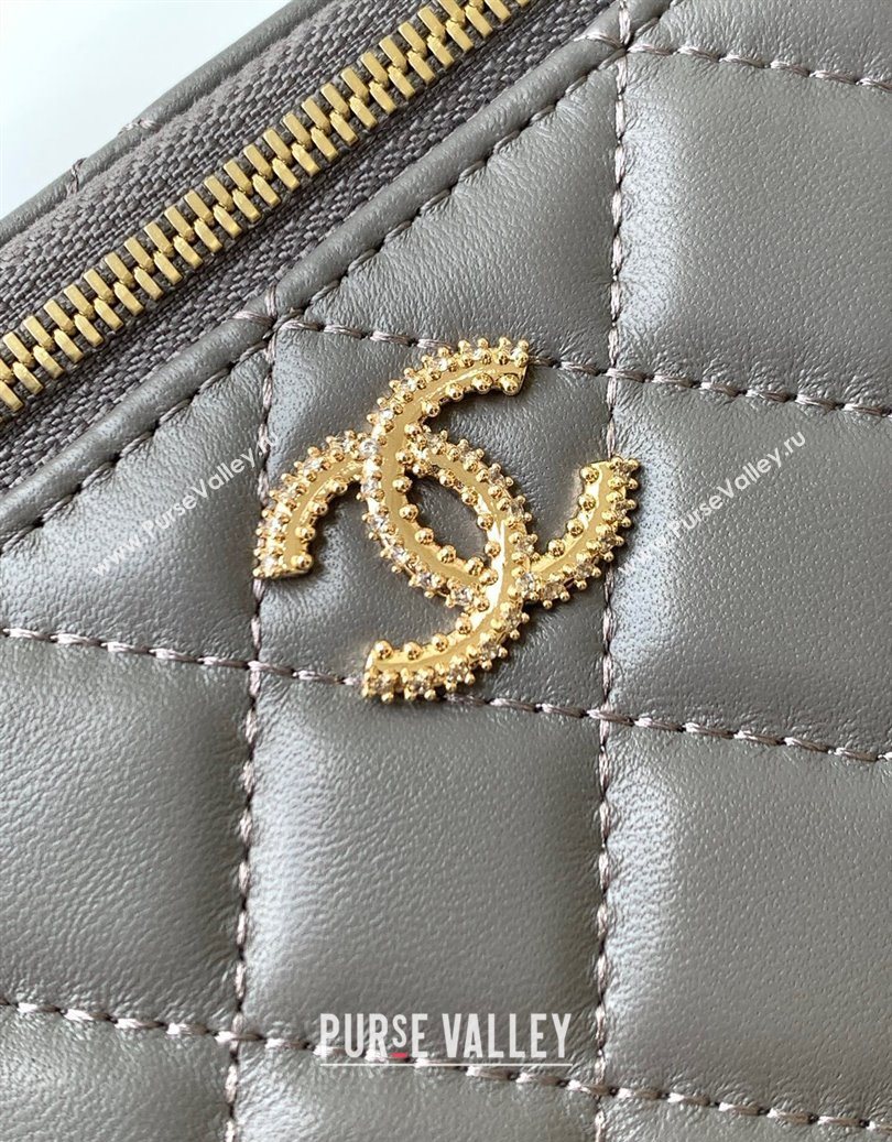 Chanel Lambskin Long Vanity with Chain and Top Handle Grey 2025 AP4842 (yezi-251010059)