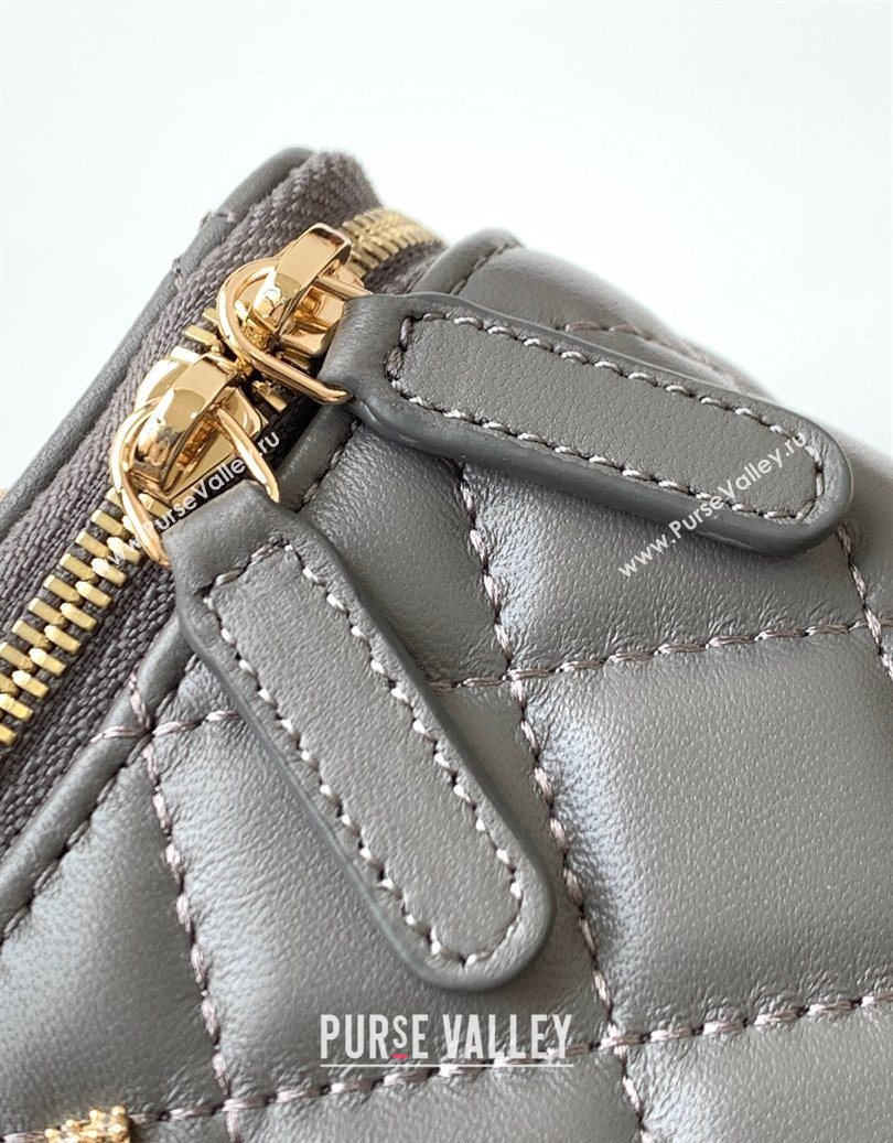 Chanel Lambskin Long Vanity with Chain and Top Handle Grey 2025 AP4842 (yezi-251010059)