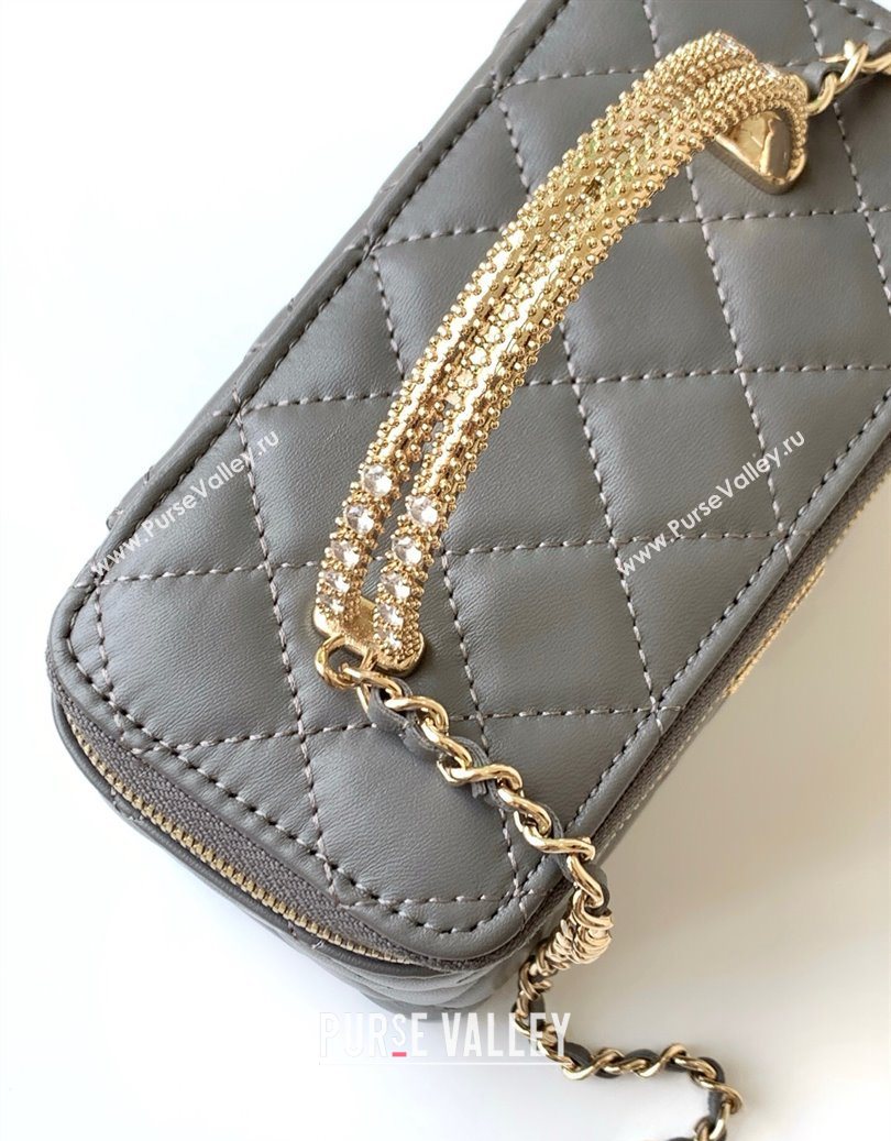 Chanel Lambskin Long Vanity with Chain and Top Handle Grey 2025 AP4842 (yezi-251010059)