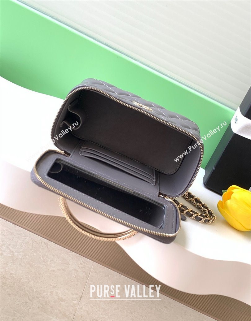 Chanel Lambskin Long Vanity with Chain and Top Handle Grey 2025 AP4842 (yezi-251010059)