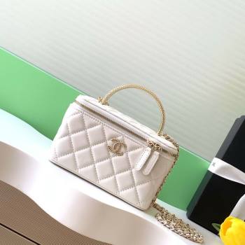 Chanel Lambskin Long Vanity with Chain and Top Handle White 2025 AP4842 (yezi-251010060)