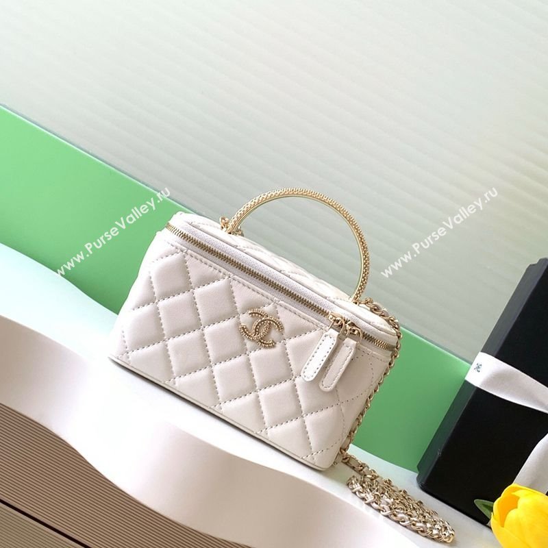 Chanel Lambskin Long Vanity with Chain and Top Handle White 2025 AP4842 (yezi-251010060)