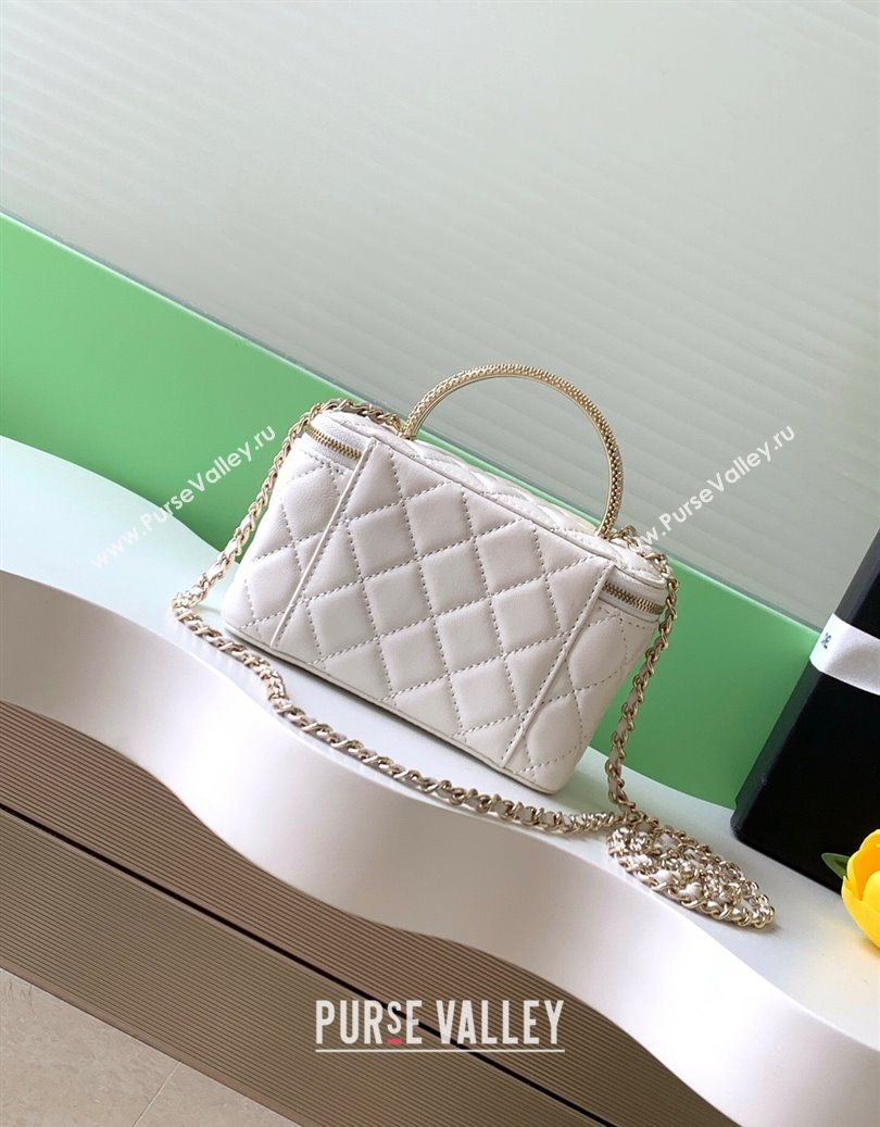 Chanel Lambskin Long Vanity with Chain and Top Handle White 2025 AP4842 (yezi-251010060)