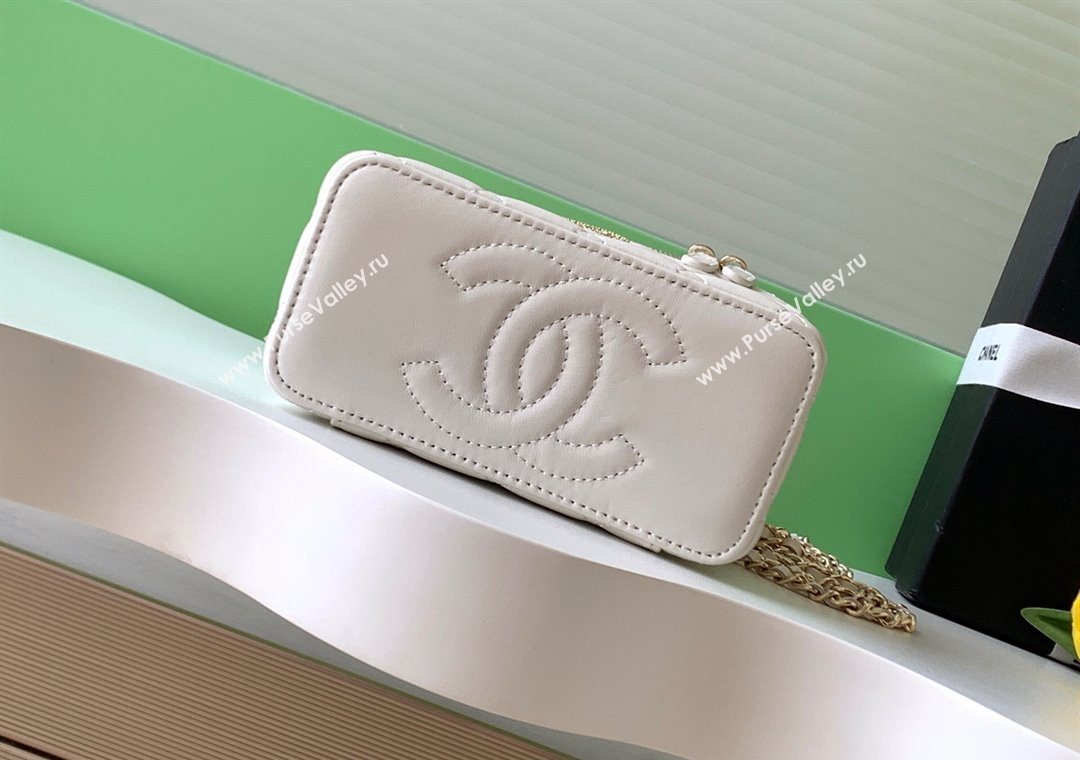 Chanel Lambskin Long Vanity with Chain and Top Handle White 2025 AP4842 (yezi-251010060)
