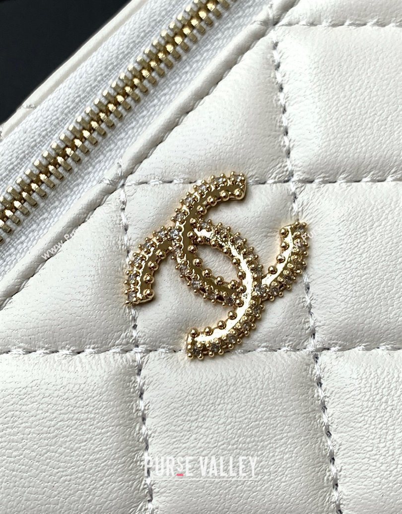 Chanel Lambskin Long Vanity with Chain and Top Handle White 2025 AP4842 (yezi-251010060)