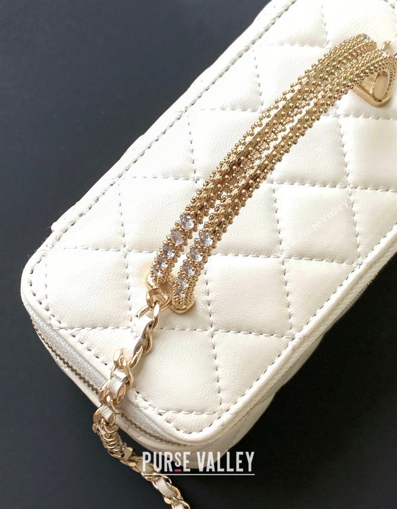 Chanel Lambskin Long Vanity with Chain and Top Handle White 2025 AP4842 (yezi-251010060)