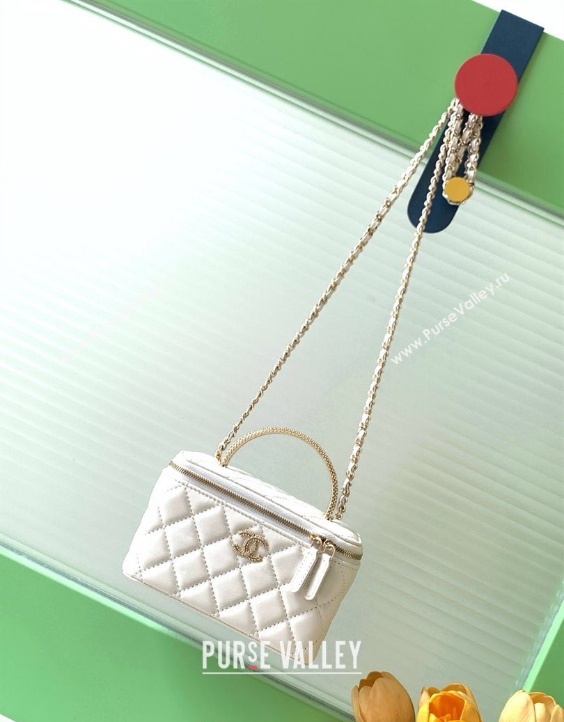 Chanel Lambskin Long Vanity with Chain and Top Handle White 2025 AP4842 (yezi-251010060)