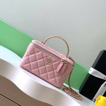 Chanel Lambskin Long Vanity with Chain and Top Handle Light Pink 2025 AP4842 (yezi-251010062)