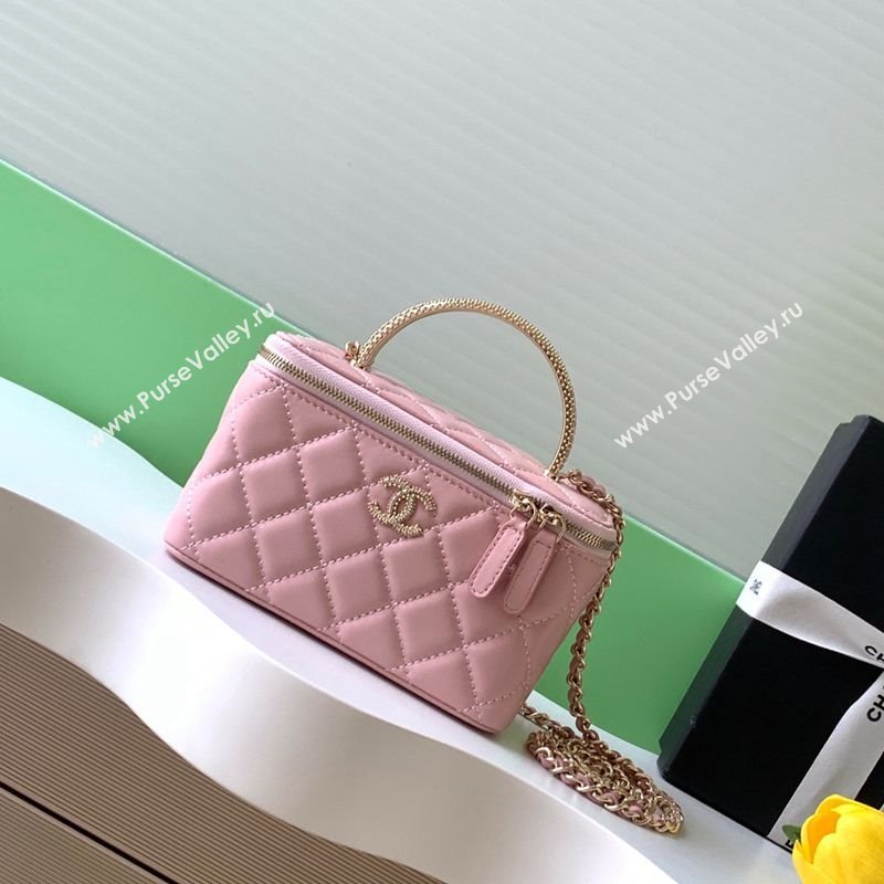 Chanel Lambskin Long Vanity with Chain and Top Handle Light Pink 2025 AP4842 (yezi-251010062)