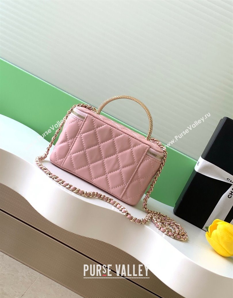 Chanel Lambskin Long Vanity with Chain and Top Handle Light Pink 2025 AP4842 (yezi-251010062)