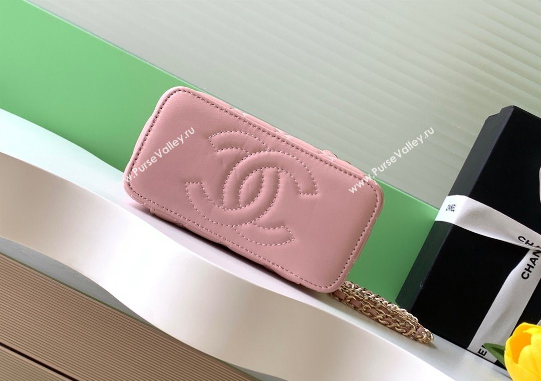 Chanel Lambskin Long Vanity with Chain and Top Handle Light Pink 2025 AP4842 (yezi-251010062)