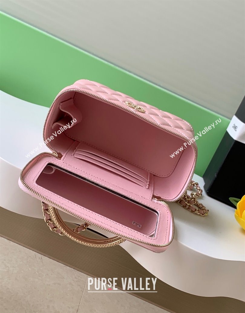 Chanel Lambskin Long Vanity with Chain and Top Handle Light Pink 2025 AP4842 (yezi-251010062)