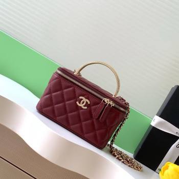 Chanel Lambskin Long Vanity with Chain and Top Handle Burgundy 2025 AP4842 (yezi-251010063)