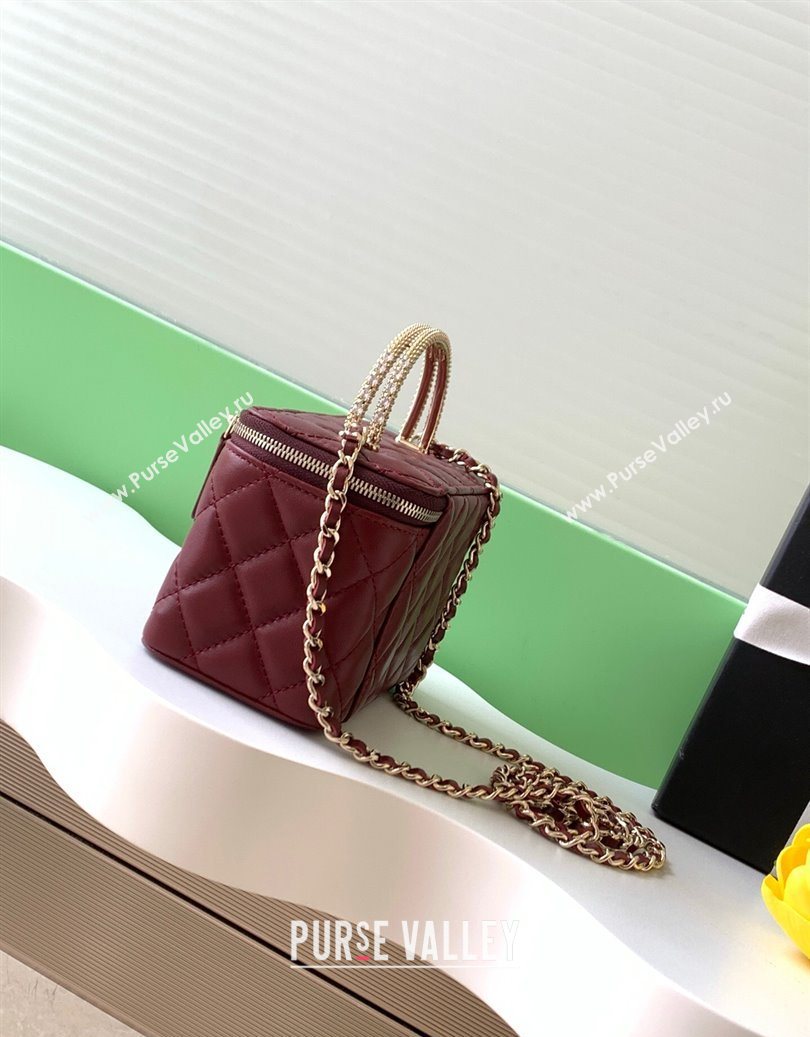 Chanel Lambskin Long Vanity with Chain and Top Handle Burgundy 2025 AP4842 (yezi-251010063)