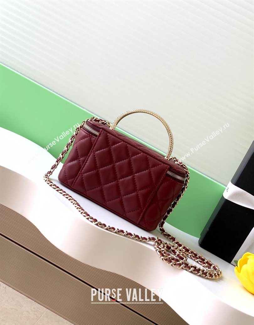 Chanel Lambskin Long Vanity with Chain and Top Handle Burgundy 2025 AP4842 (yezi-251010063)