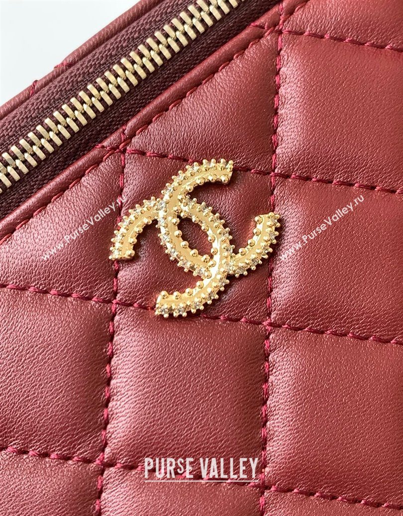 Chanel Lambskin Long Vanity with Chain and Top Handle Burgundy 2025 AP4842 (yezi-251010063)
