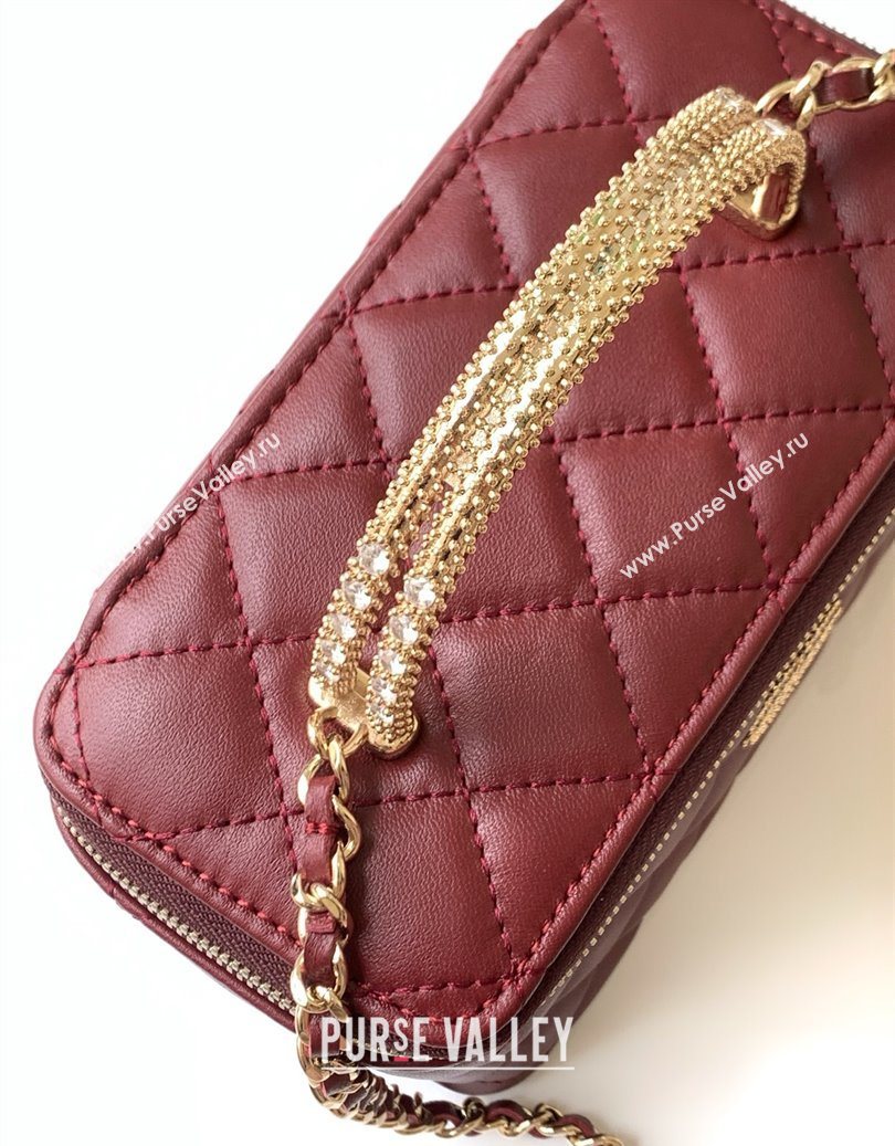 Chanel Lambskin Long Vanity with Chain and Top Handle Burgundy 2025 AP4842 (yezi-251010063)