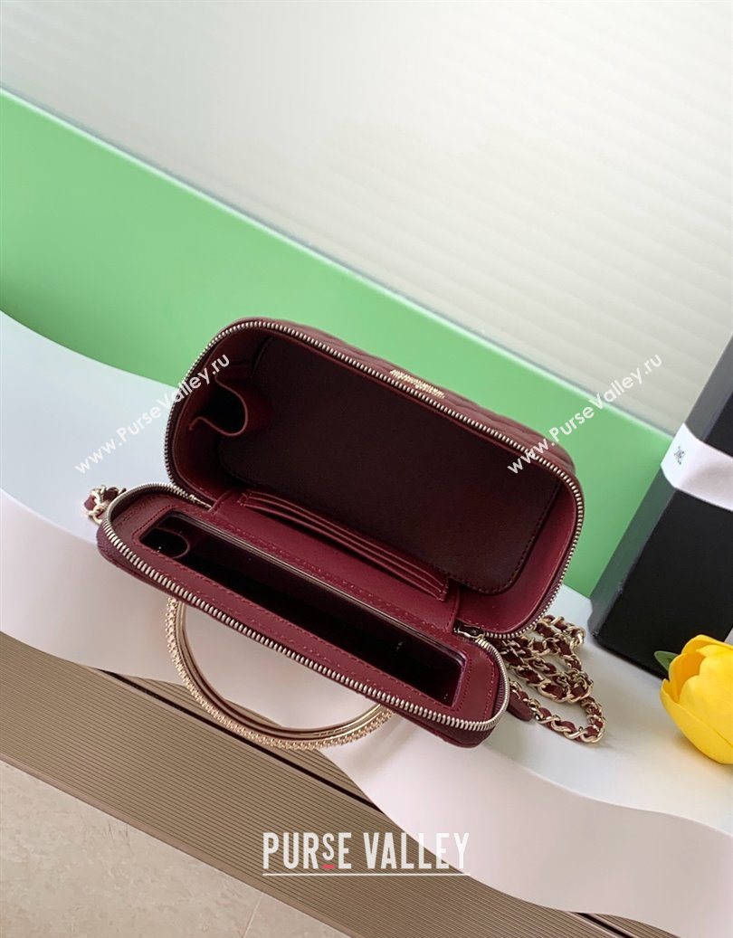 Chanel Lambskin Long Vanity with Chain and Top Handle Burgundy 2025 AP4842 (yezi-251010063)