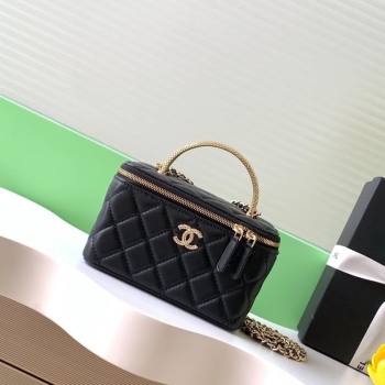 Chanel Lambskin Long Vanity with Chain and Top Handle Black 2025 AP4842 (yezi-251010064)