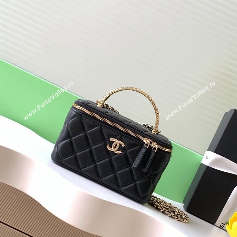 Chanel Lambskin Long Vanity with Chain and Top Handle Black 2025 AP4842 (yezi-251010064)