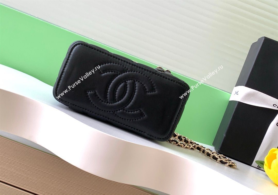 Chanel Lambskin Long Vanity with Chain and Top Handle Black 2025 AP4842 (yezi-251010064)