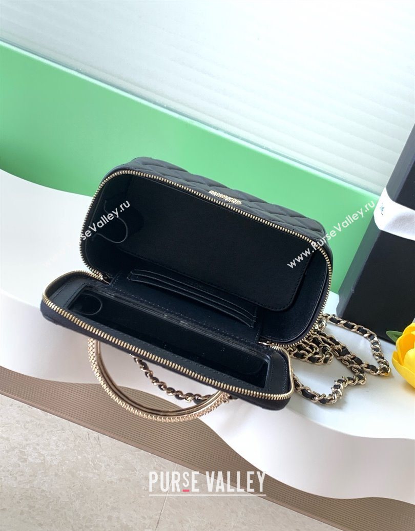 Chanel Lambskin Long Vanity with Chain and Top Handle Black 2025 AP4842 (yezi-251010064)