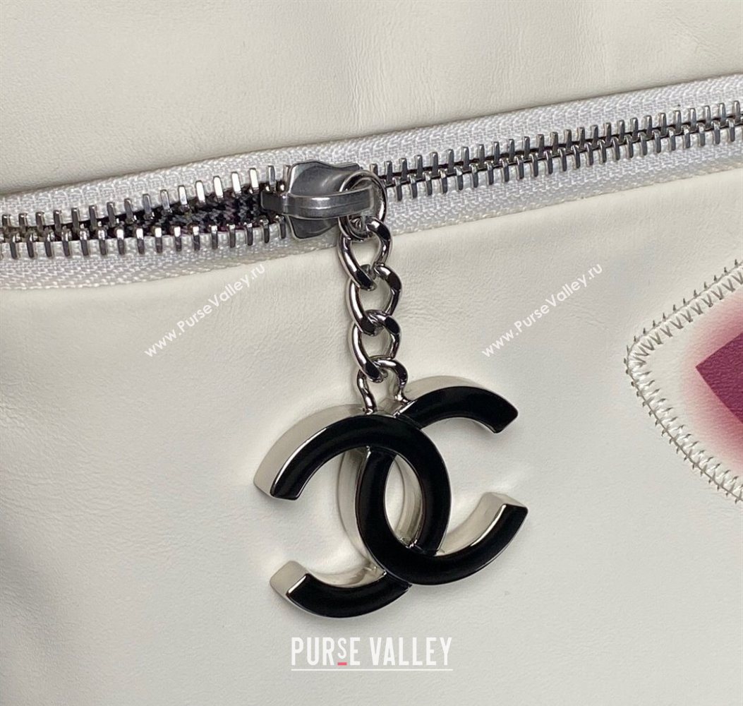 Chanel Printed Leather Vintage Airport Shopping Bag A9901 White/Red 2025 (yezi-251010004)