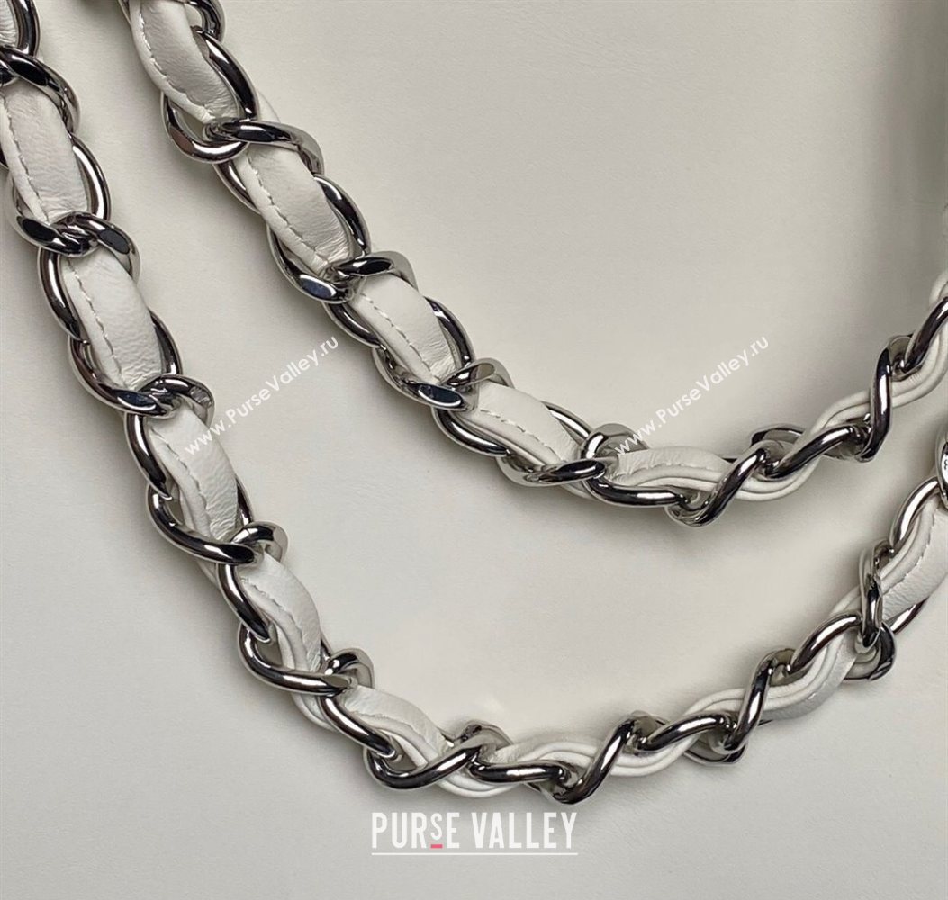 Chanel Printed Leather Vintage Airport Shopping Bag A9901 White/Red 2025 (yezi-251010004)