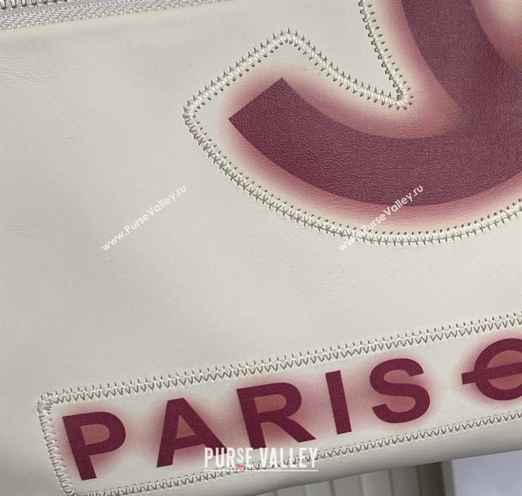 Chanel Printed Leather Vintage Airport Shopping Bag A9901 White/Red 2025 (yezi-251010004)