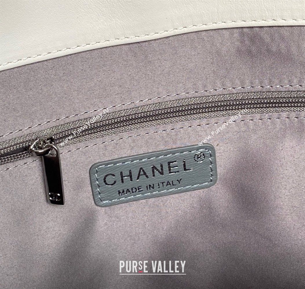 Chanel Printed Leather Vintage Airport Shopping Bag A9901 White/Red 2025 (yezi-251010004)