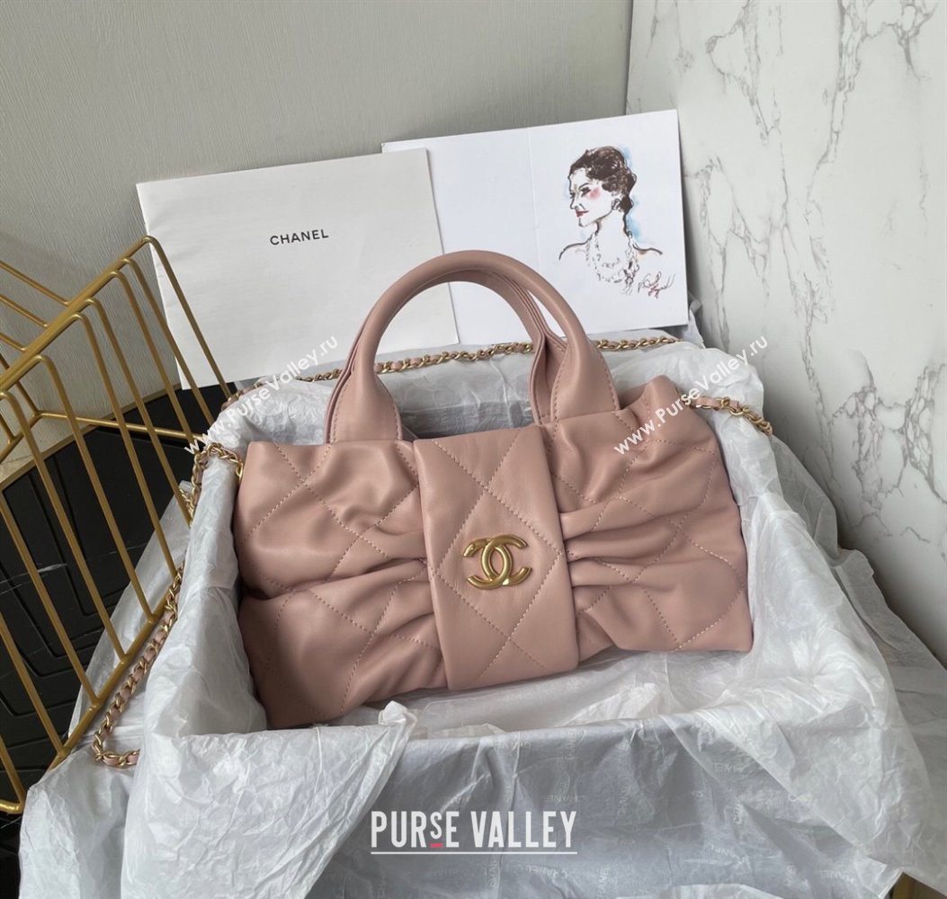 Chanel Shiny Lambskin Mini Bow Bag Light Pink 2025 AS5849 (yezi-251011033)