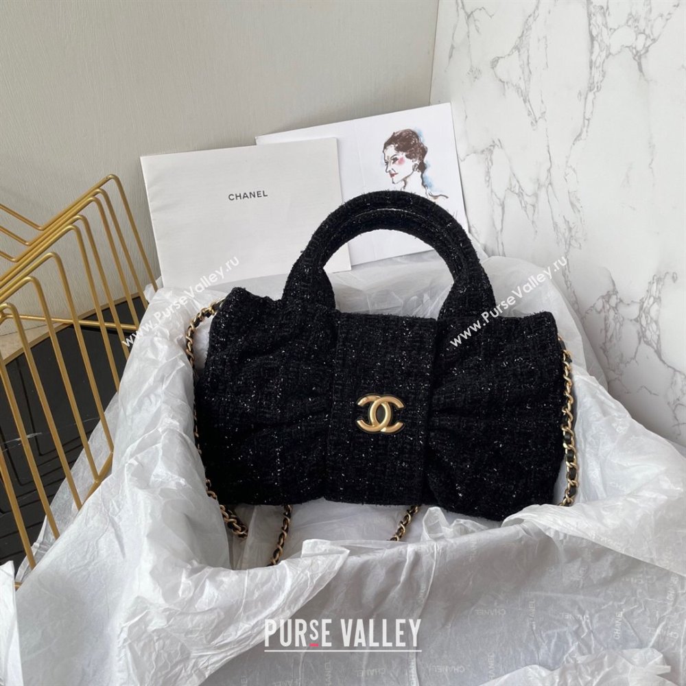 Chanel Tweed Mini Bow Bag Black 2025 AS5849 (yezi-251011035)