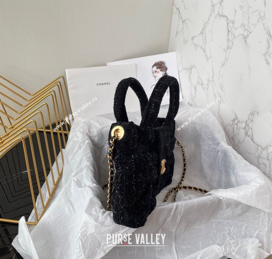 Chanel Tweed Mini Bow Bag Black 2025 AS5849 (yezi-251011035)