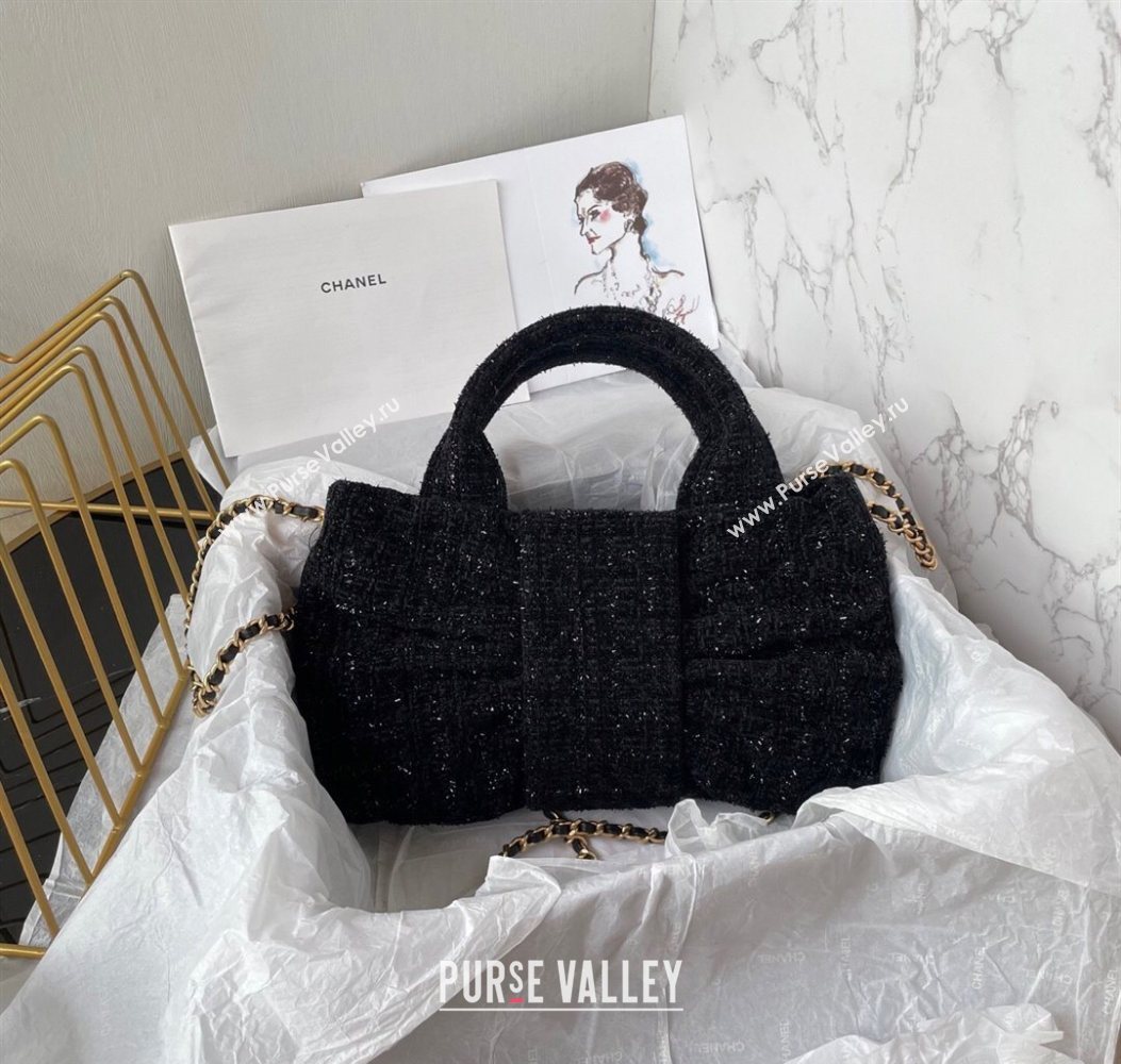 Chanel Tweed Mini Bow Bag Black 2025 AS5849 (yezi-251011035)