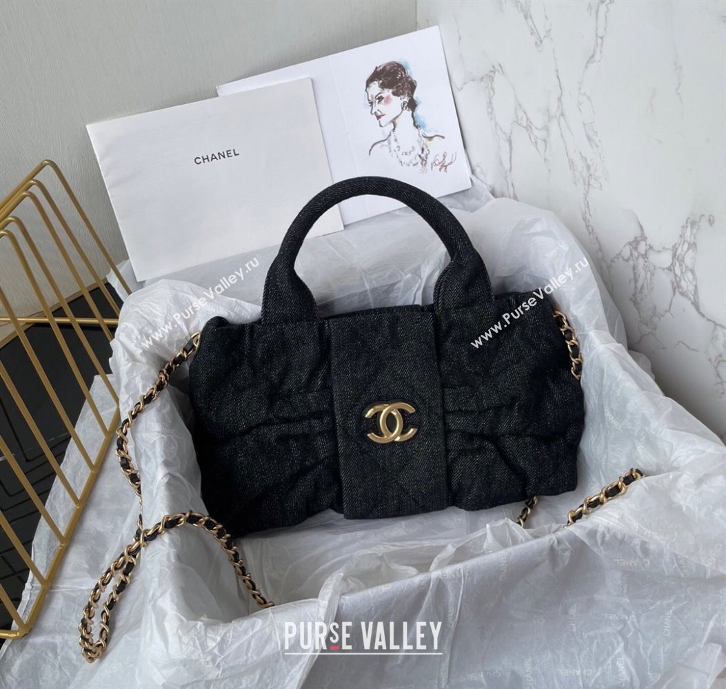 Chanel Denim Mini Bow Bag Black 2025 AS5849 (yezi-251011036)